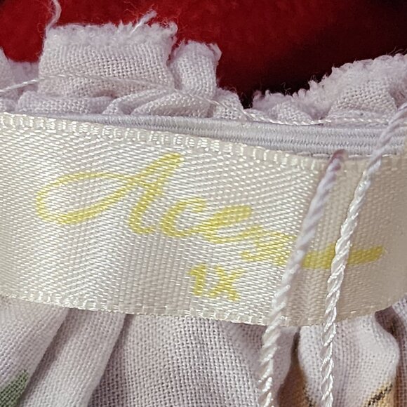 Ace White Yellow Orange Green Sunflowers Smocked Waist Drop Shoulder Maxi Sz 1X - Picture 14 of 16